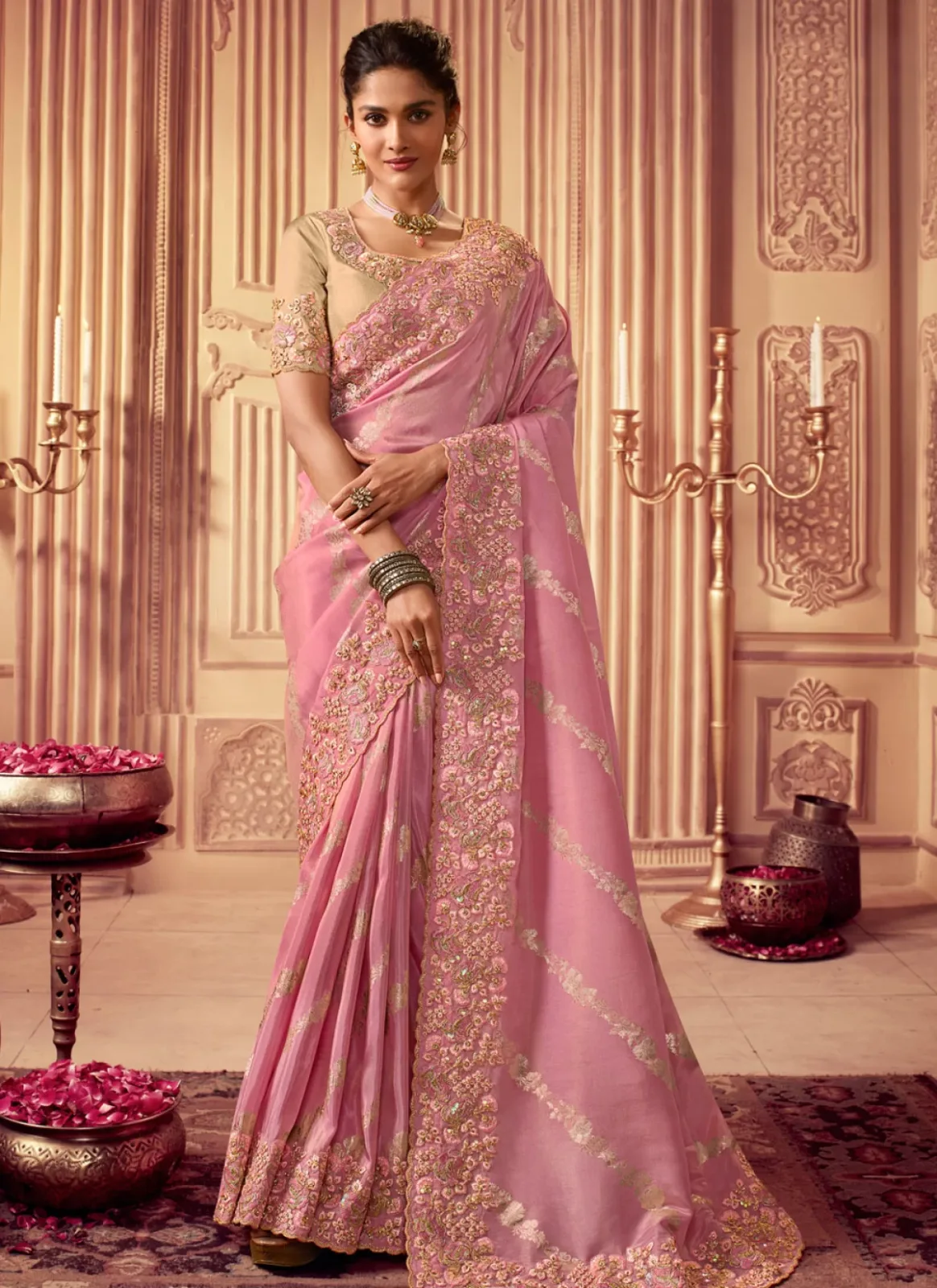 Pink Saree thumbnail 2